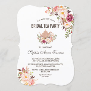Charm Rosa Blommigt Möhippa Tea Party Inbjudningar