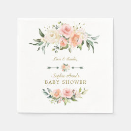 Charm Rosa  blommor Ram Baby Shower Pappersservett