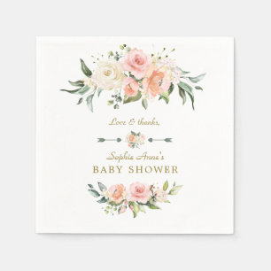 Charm Rosa  blommor Ram Baby Shower Pappersservett