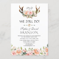 Charm Rosa Cream Blommigt Antlers, VI GÖR FORTFARA