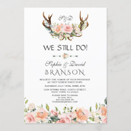 Charm Rosa Cream Blommigt Antlers, VI GÖR FORTFARA Inbjudningar