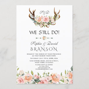 Charm Rosa Cream Blommigt Antlers, VI GÖR FORTFARA Inbjudningar