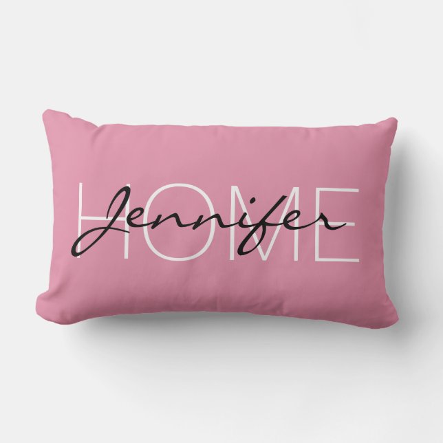 Charm rosa färg home monogram lumbarkudde (Framsida)