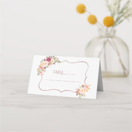 Charm Rosa Flowers Ro Guld Baptism Bordsnummer Placeringskort