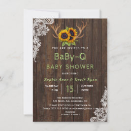 Charm Sunblommor Antlers Baby-Q Baby Shower Inbjudningar