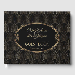 Charm Underbar Gatsby 20:e Art Deco Bröllop Gästböcker