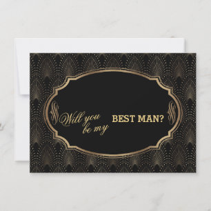 Charm Underbar Gatsby Art Deco Bröllop BEST MAN Inbjudningar