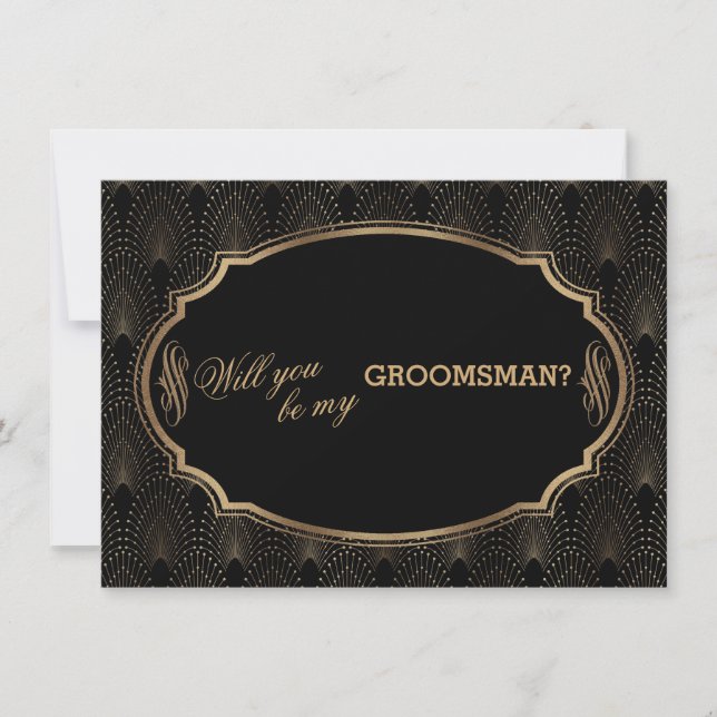Charm Underbar Gatsby Art Deco Bröllop GROOMSMAN Inbjudningar (Framsida)