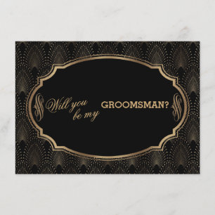 Charm Underbar Gatsby Art Deco Bröllop GROOMSMAN Inbjudningar