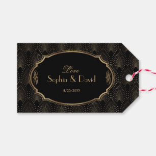Charm Underbar Gatsby Vintage 1920 Art Deco Bröllo Presentetikett