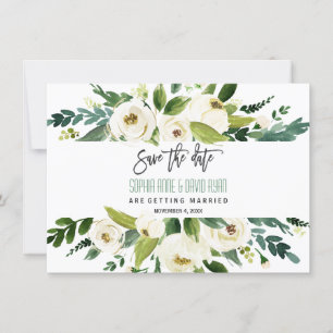 Charm Vattenfärg Vit Blommig Ram Spara Datum Inbjudningar