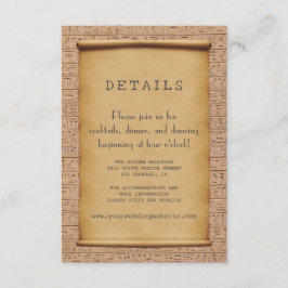 Charm Vintage Egyptian Papyrus Wedding Reception Tilläggskort
