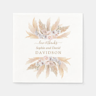 Charm Vit ros Pampas Grass Bröllop Napkins Pappersservett