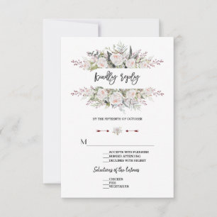 Charm Vita Blommor Ram Bröllop RSVP OSA Kort