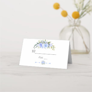 Charm Watercolor Blåa blommor Bröllop Bordsnummer Placeringskort