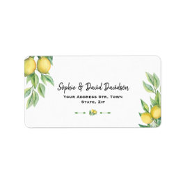 Charm Watercolor Lemon Tropical Bröllop Adressetikett