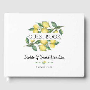 Charm Watercolor Lemon Tropical Bröllopsfixaren Gästböcker