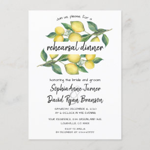 Charm Watercolor Lemon Tropical Rehearsal Middag Inbjudningar