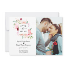 Charm Watercolor Rosa Red Flowers Photo Bröllop