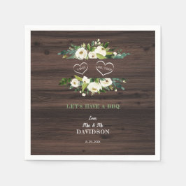 Charm White Blommigt Ram Barn I DO BBQ Pappersservett