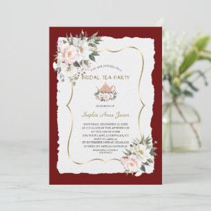 Charm White Blommigten Guld Möhippa Tea Party Inbjudningar