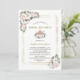 Charm White  blommor Guld Möhippa Tea Party I Inbjudningar
