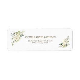 Charm White Flowers Baptism Returadress Returadress Etikett