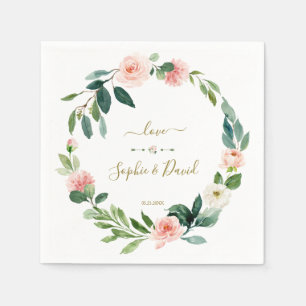 Charm White Flowers Calligraphy Bröllop Pappersservett