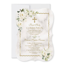 Charm White Flowers Guld First Heliga Communion