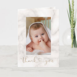 Charm White Flowers Guld Kor Photo Christening Tack Kort