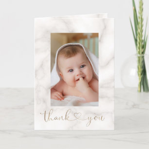 Charm White Flowers Guld Kor Photo Christening Tack Kort
