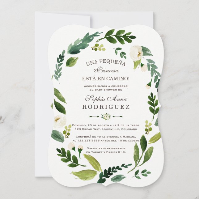 Charm White Flowers Invación de Baby Shower Inbjudningar (Framsida)