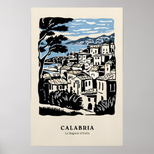 Charmande Calabria-town Poster, Nostalgisk Italien Poster