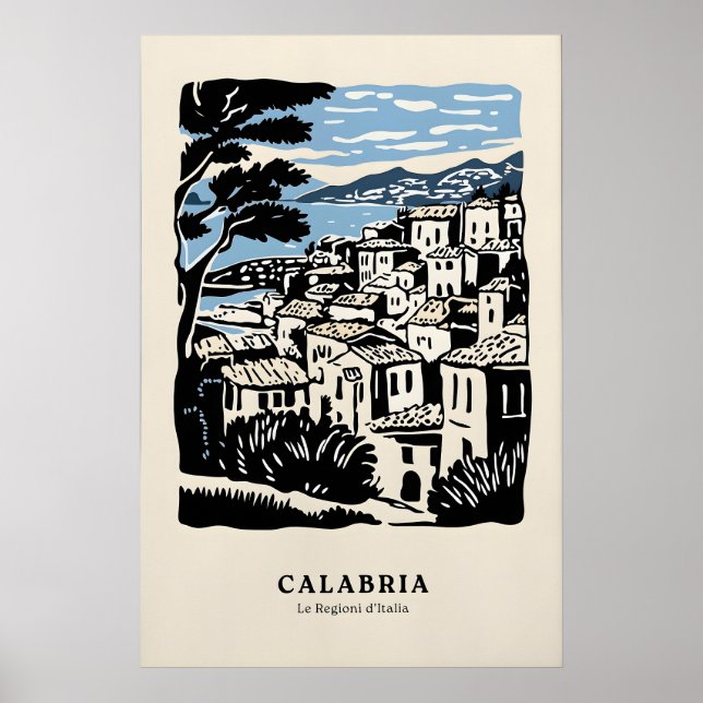 Charmande Calabria-town Poster, Nostalgisk Italien Poster (Framsidan)