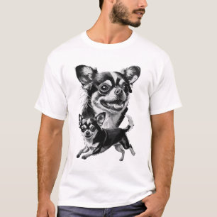 Charmande Chihuahua Duo Svart och Vitt Sällskapsdj T Shirt