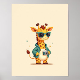 Charmande Giraffsafari Barnrums Konst Poster