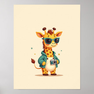 Charmande Giraffsafari Barnrums Konst Poster