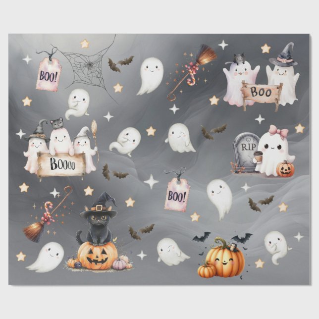 Charmande Halloweenfest Häx Pumpa  Presentpapper (Platt)