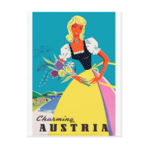 Charmande Österrike, kvinna med blommor, illustrat