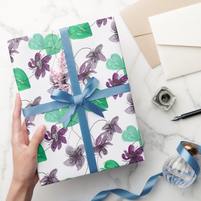 Charmande Vilda Violer Vattenfärg Mönster Presentpapper (Gifting)