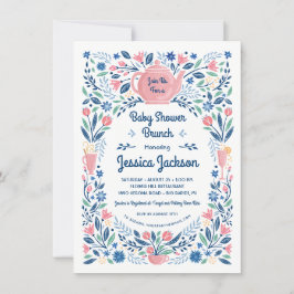 Charmant Baby Shower Brunch Inbjudan Rosa