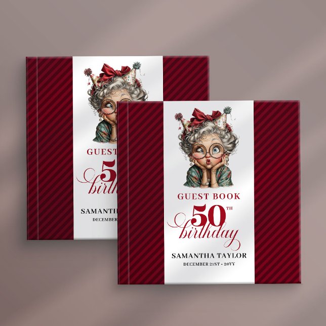 Charmant excentriskt gästbok för 50-årsfirande för (Charming quirky 50th birthday lady guest book)