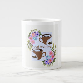 Charmant "God Morgon" Kaffehälsning med Flora Jumbo Mugg