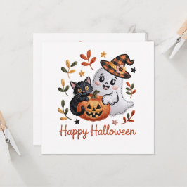 Charmant Halloween- gratulationskort – Handritad E Inbjudningar