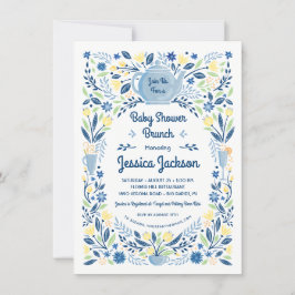 Charmant inbjudan till baby shower brunch i blått