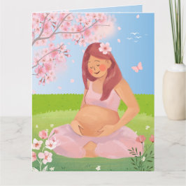 Charmant Pastell Gravid Mamma i Naturen Mamma Kort