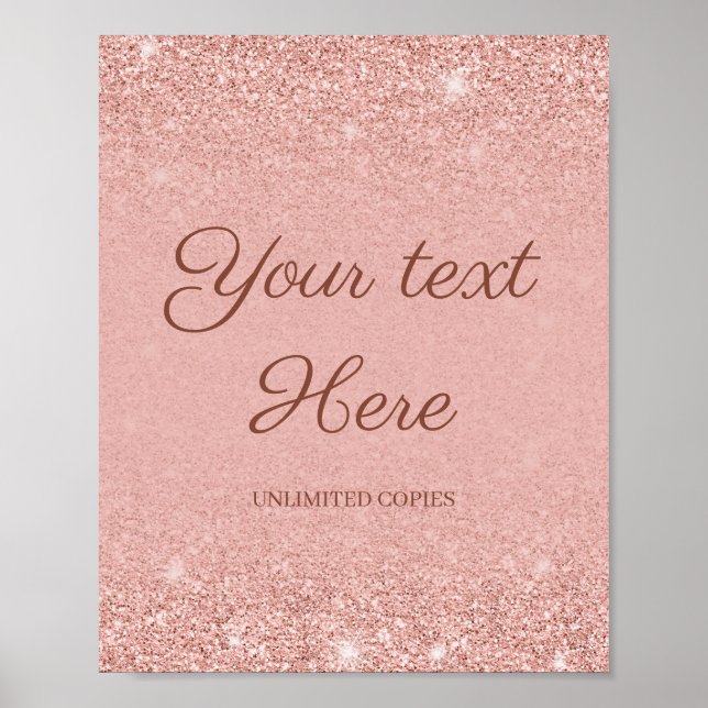 Charmant rosa guld glitter vigselskylt poster (Framsidan)