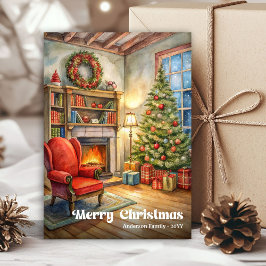 Charmant rustikt festligt sceneri med järnekaccent julkort