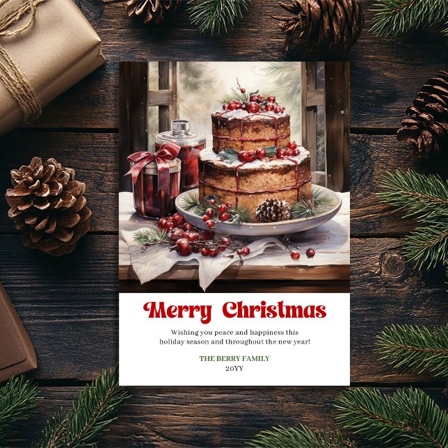 Charmant rustikt julscenario med fet typografi  julkort (Charming rustic Christmas scene bold typographic card)