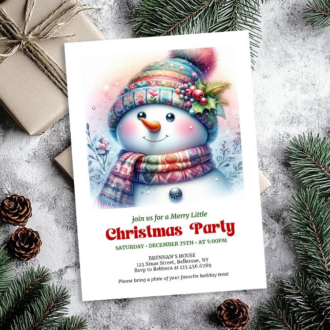 Charmant tecknat snömannen jul inbjudan digital (Charming cartoon snowman holiday invite joyful digital)